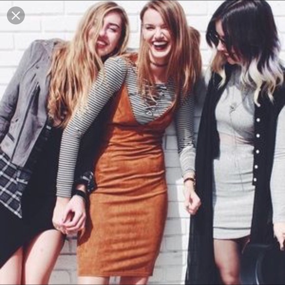 LF Faith in Love Camel Sude Midi Dress NWT - Picture 2 of 4